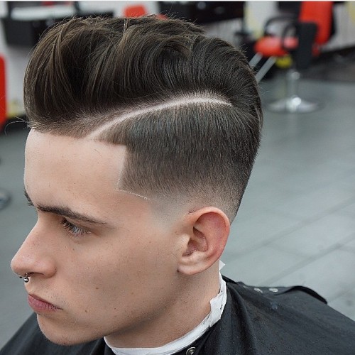 blendz_barbershop pomp quiff with hard part high fade