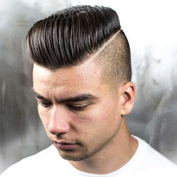 braidbarbers_and_Classic_Pomp_with_razor_side_part blow dried