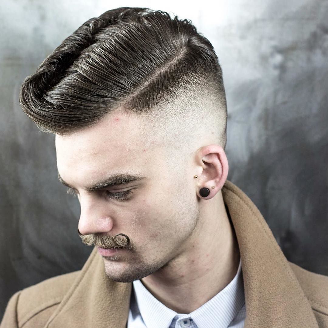 braidbarbers_and Rockabilly Wave Low skin fade Natural parting Blow dried