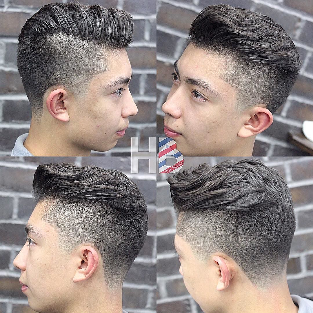 Side pompadour hairstyle