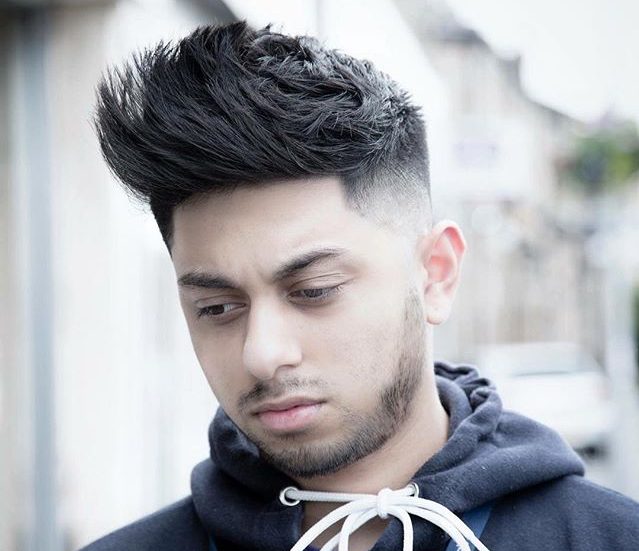 Danny&Co Barbers thick spiky hair with fade 2016