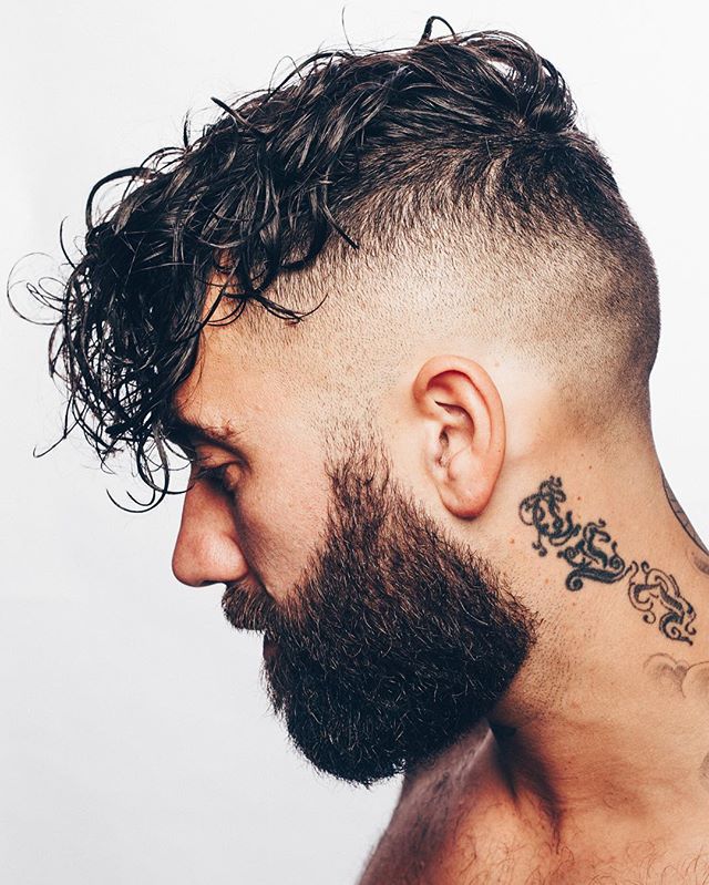 nomadbarber undercut fade long wavy hair beard