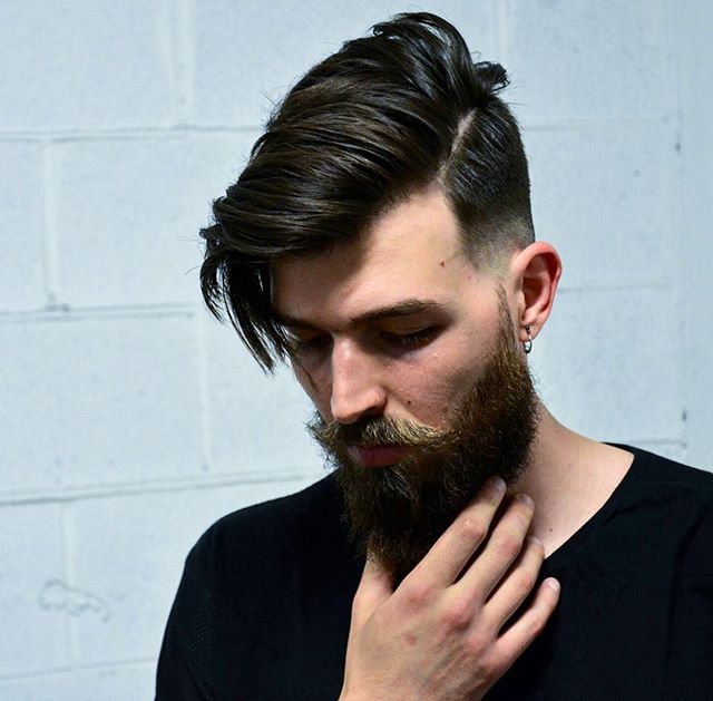 Long fringe side part hairstyle for men cool