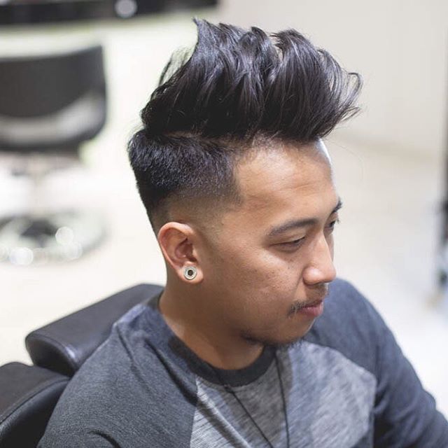 Long Spiky Hair Men Fade