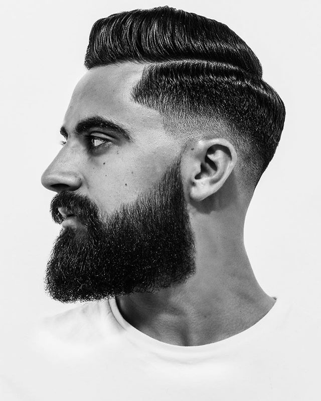 rhysgreen Slick Combover Fade with Full Beard Styes Hipster