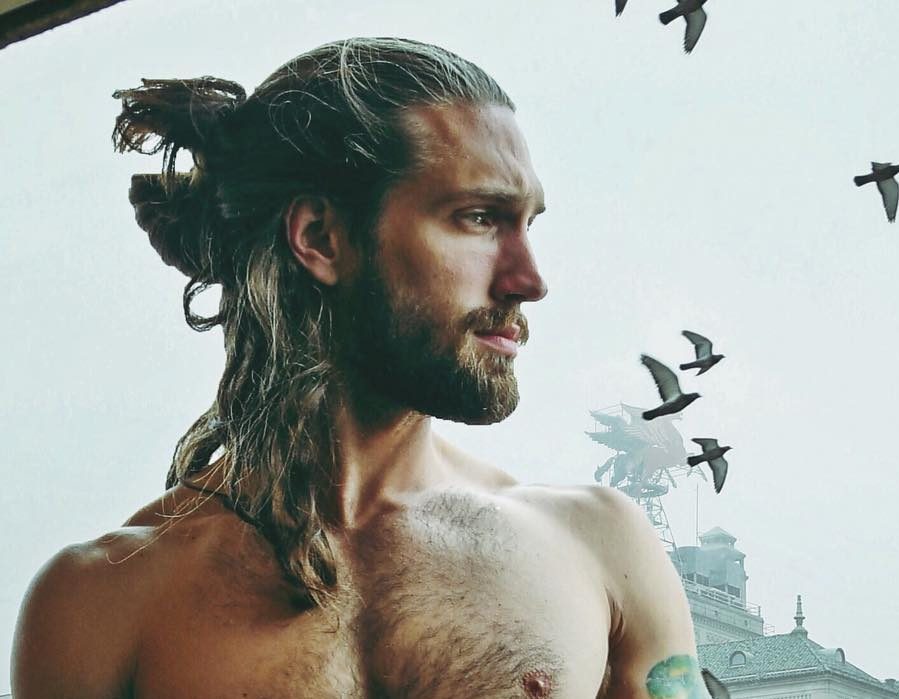 Half-up man bun