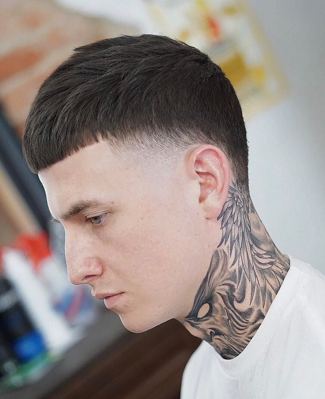 Temple fade modern caesar haircut