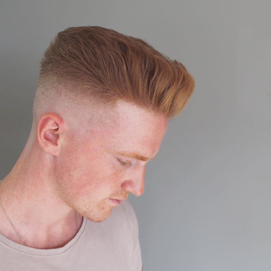 Flat-top pompadour haircut