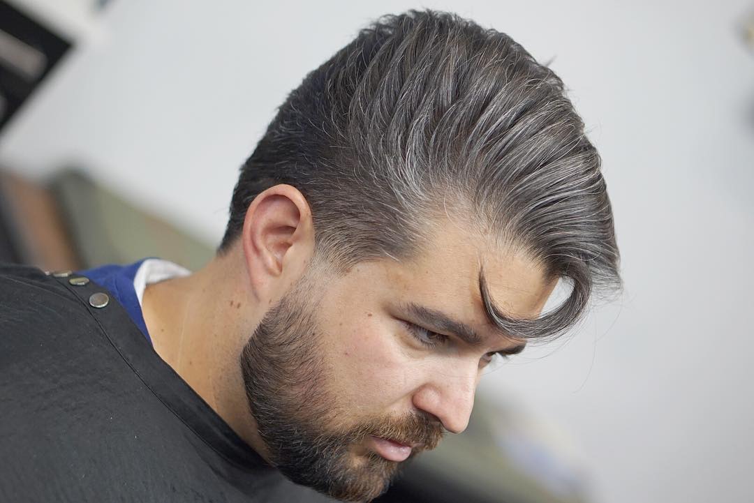 titan_barber classic mens haircut with long fringe curl