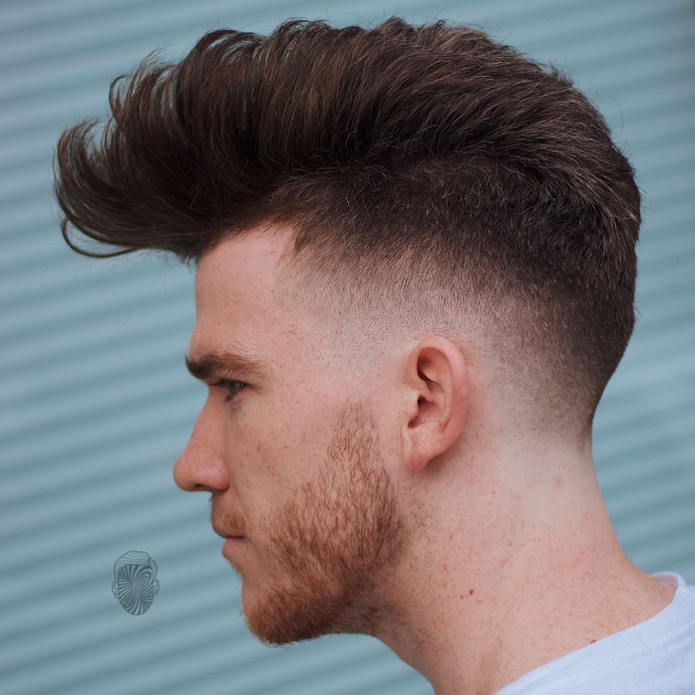 Pompadour With Low Fade And Thick Hair