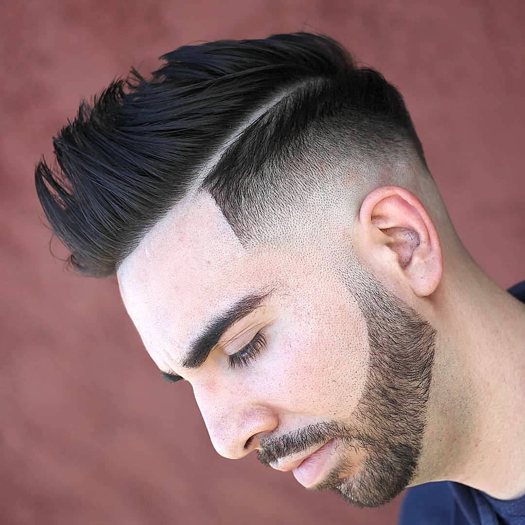 odyzzeuz side part pompadour mens haircut