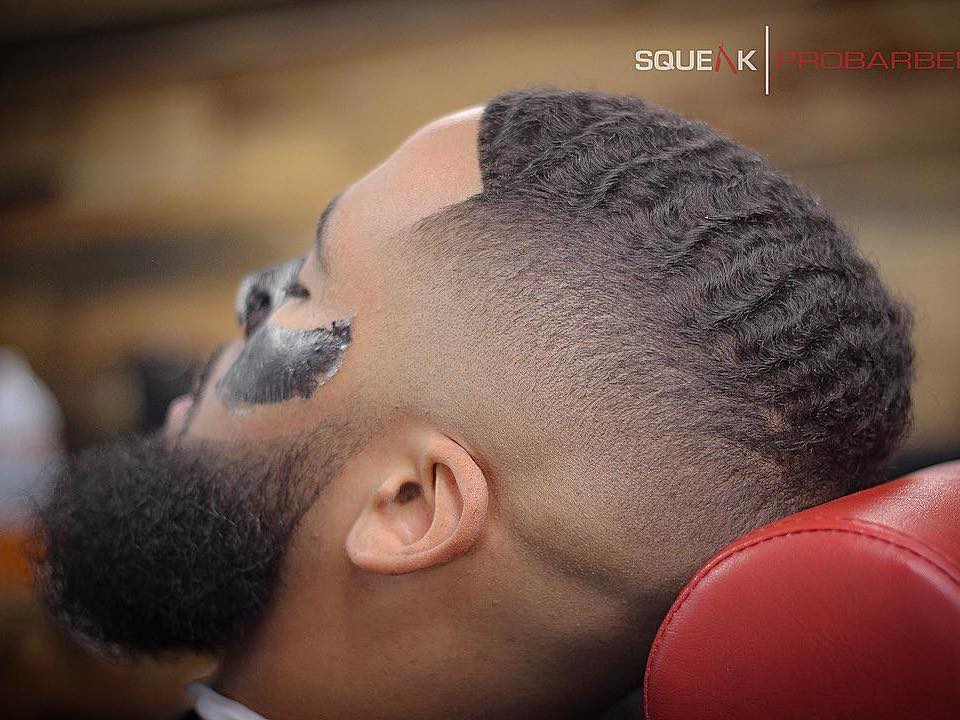 squeakprobarber waves and high fade haircut