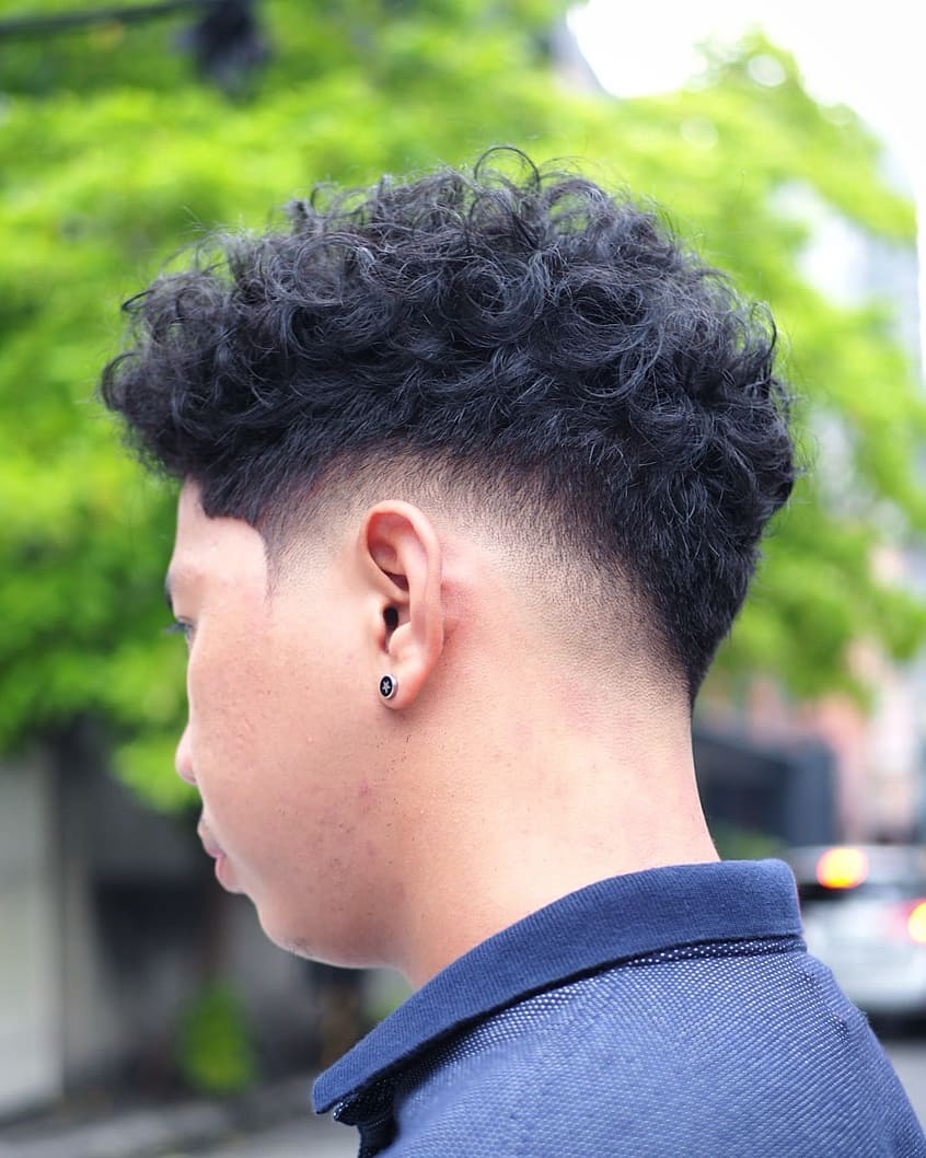 Drop fade haircut for curly hair men