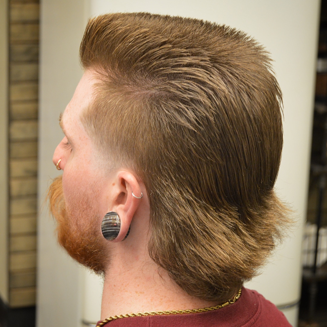 Flat top mullet hair