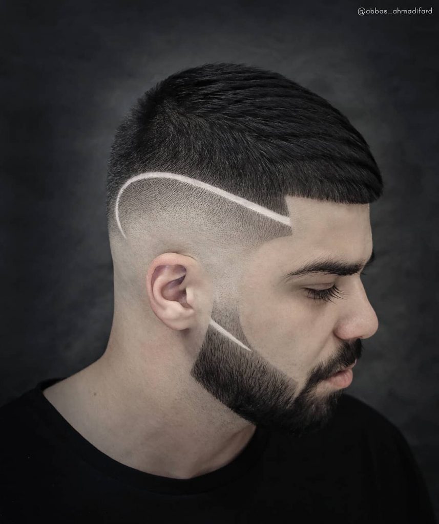 línea de cortes de cabello para hombres con barba