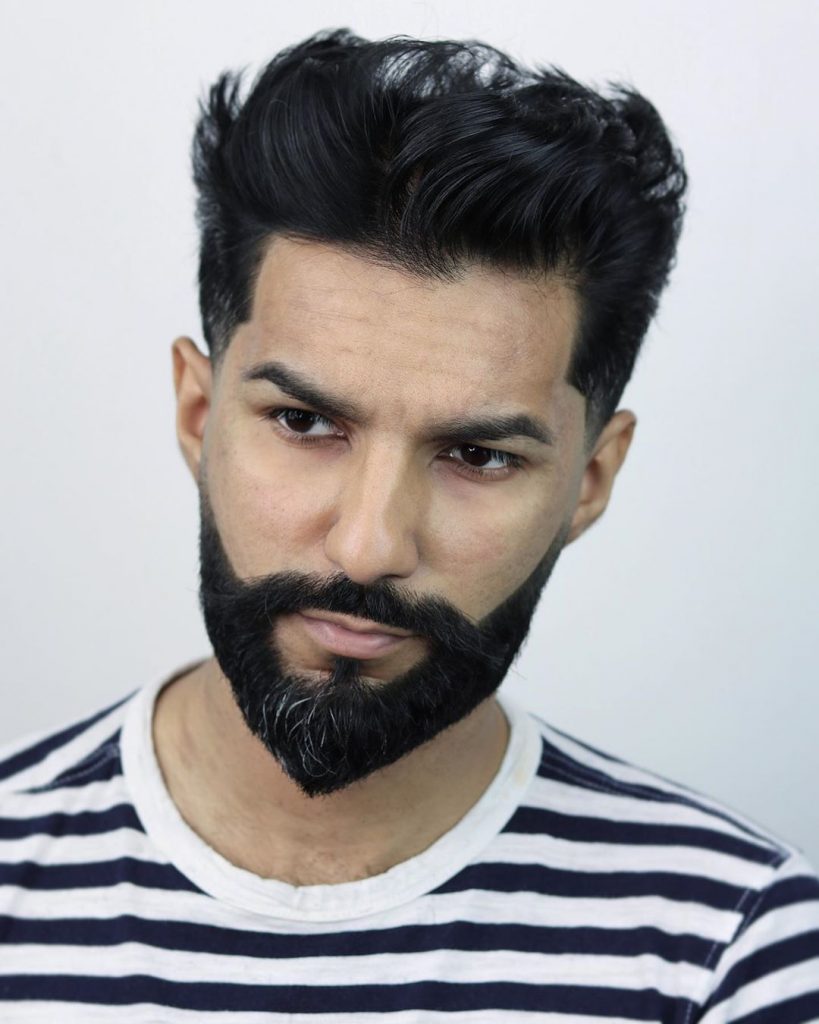 temple fade haircut with beard