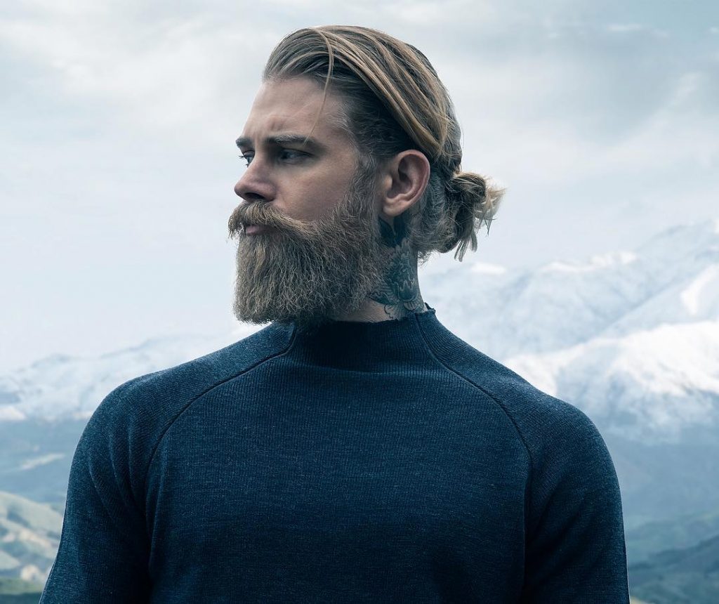 man bun with beard