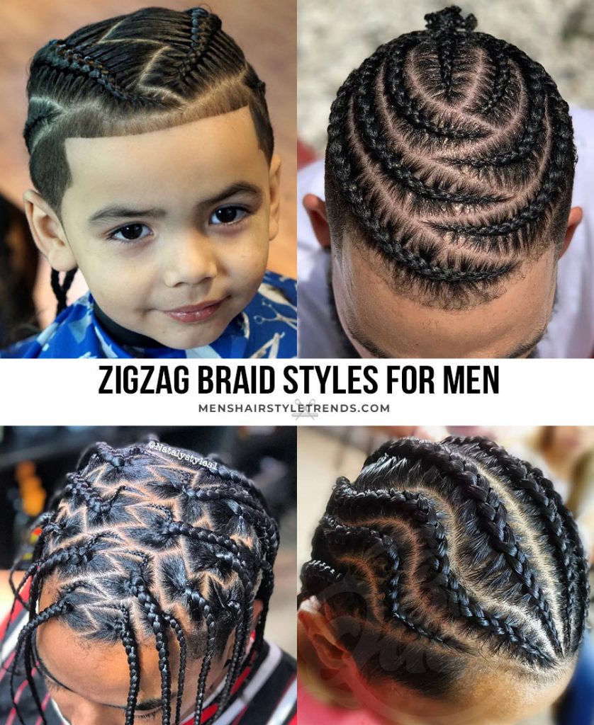 estilos de trenzas zig zag para hombres