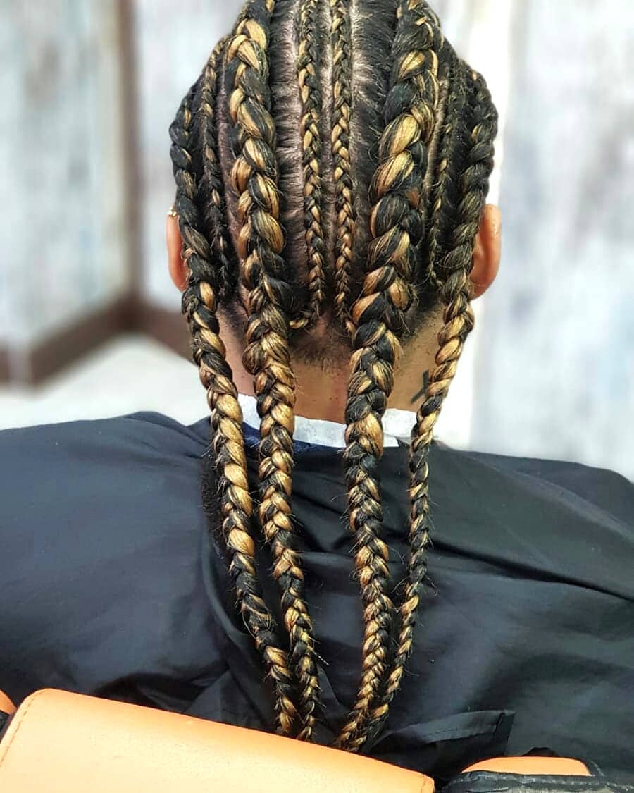 long cornrow braid styles for men