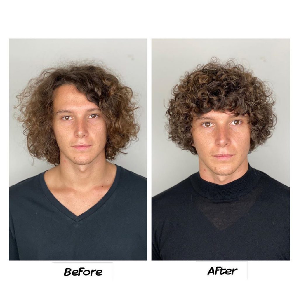 Medium length curly hair men