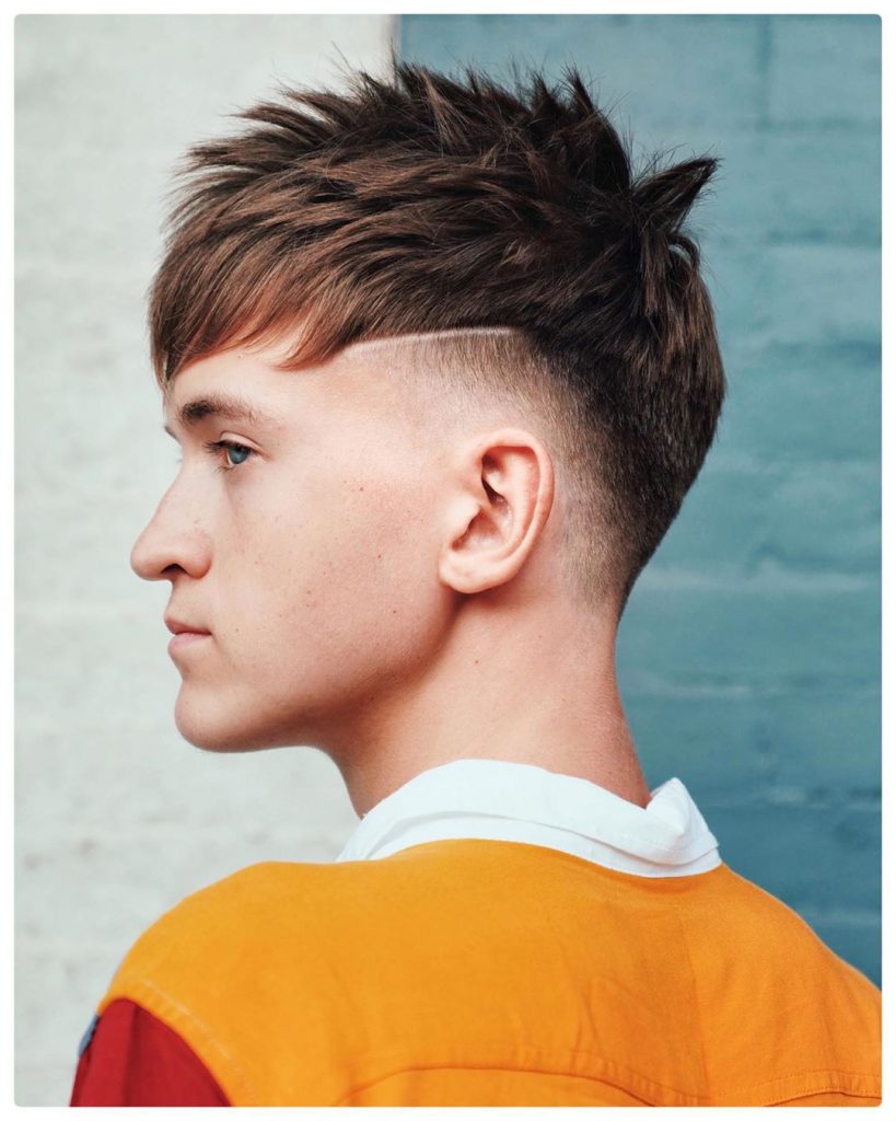 Spiky French crop with shaved line