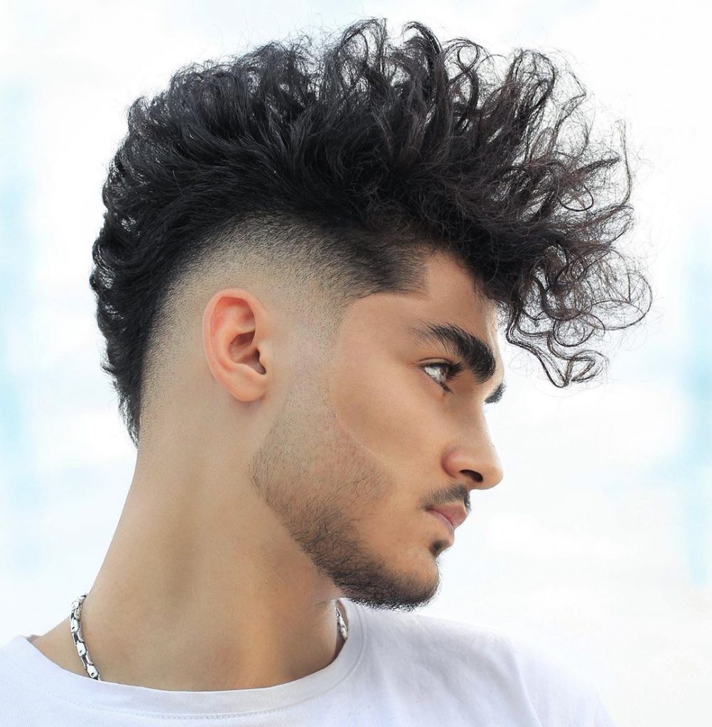 drop fade for curly hair men mohawk