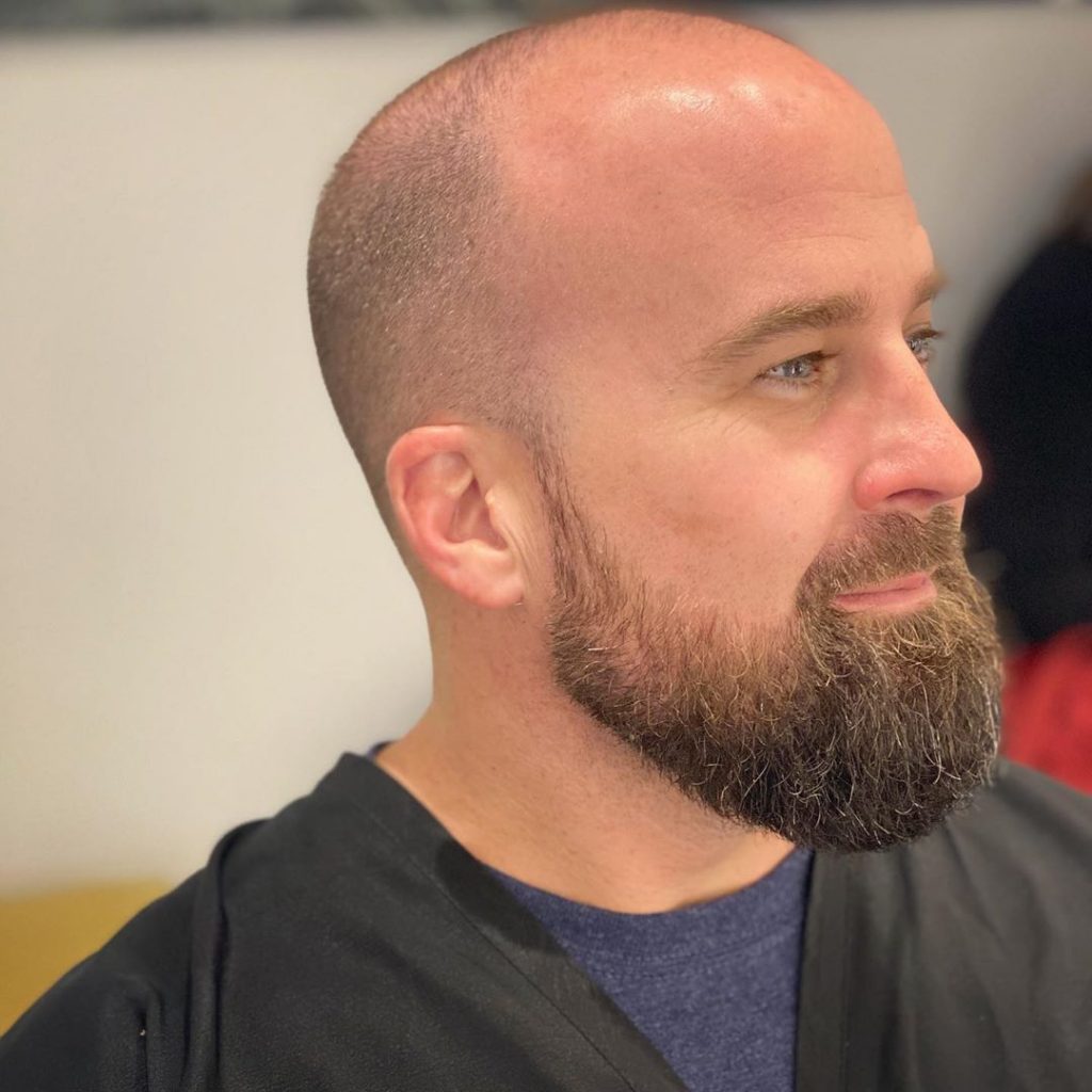 buzz cut for balding men with beard