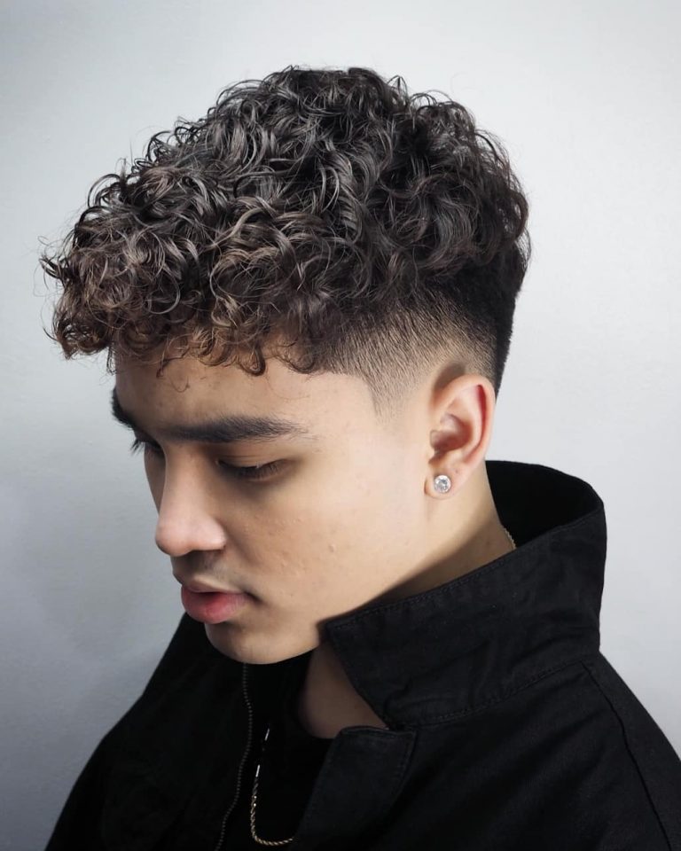 long curly hair fade