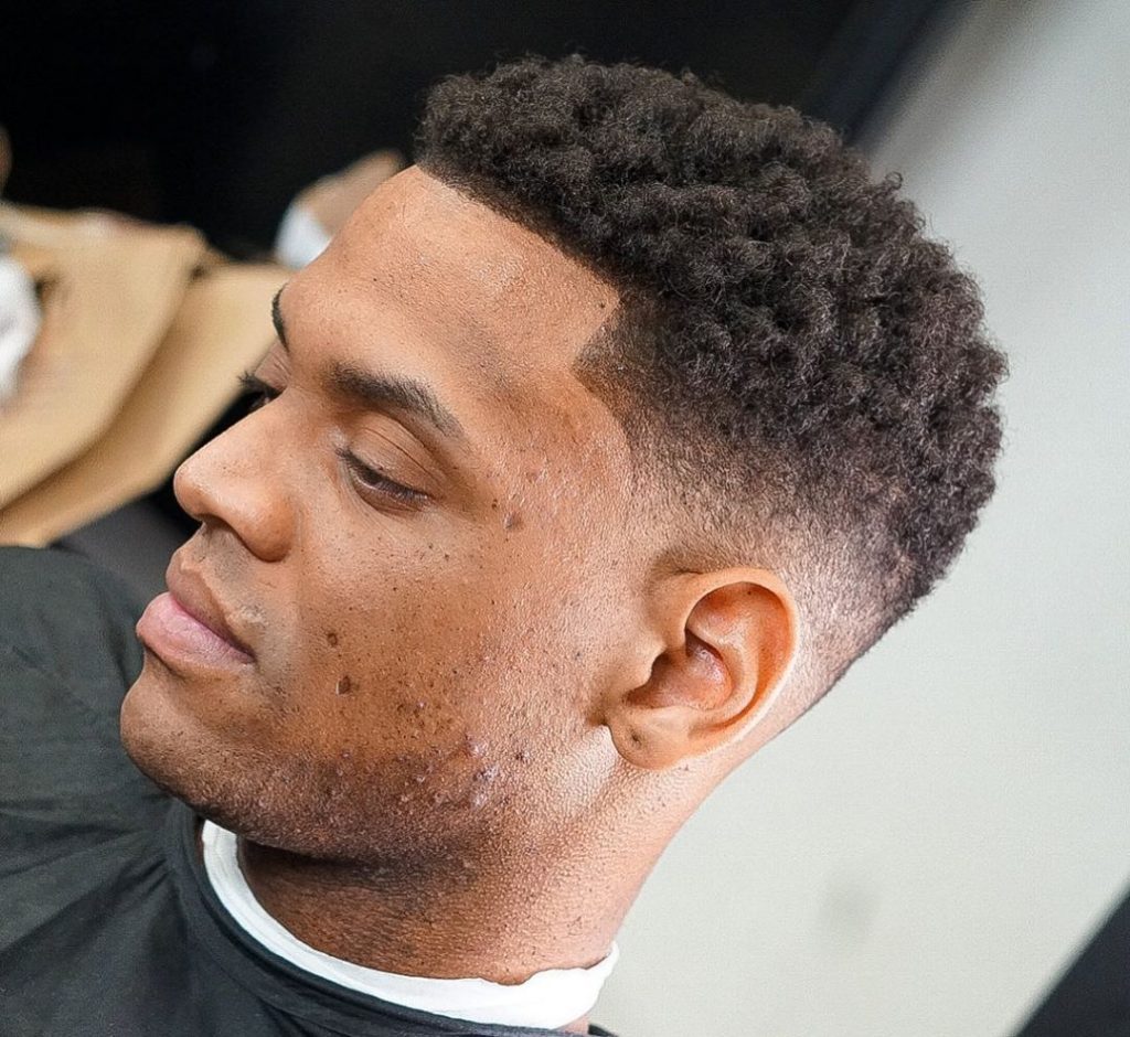 Drop fade for black men with natural curls