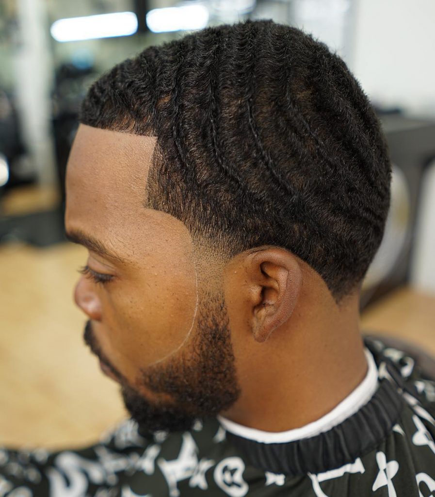 360 waves with taper fade and beard