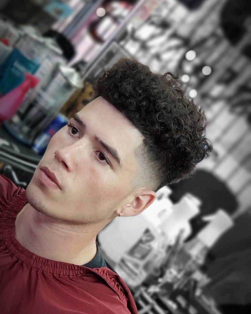 high fade curly top