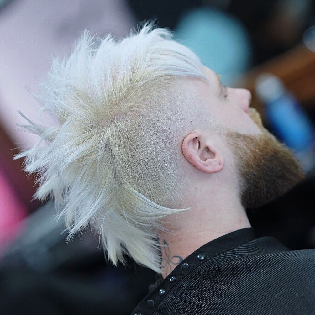 blonde mohawk fade haircut