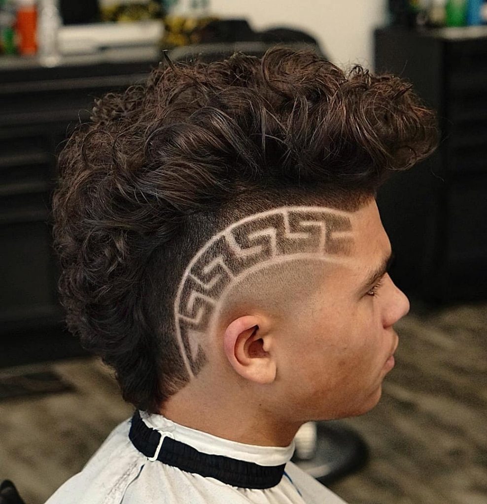 burst fade and medium curly hair