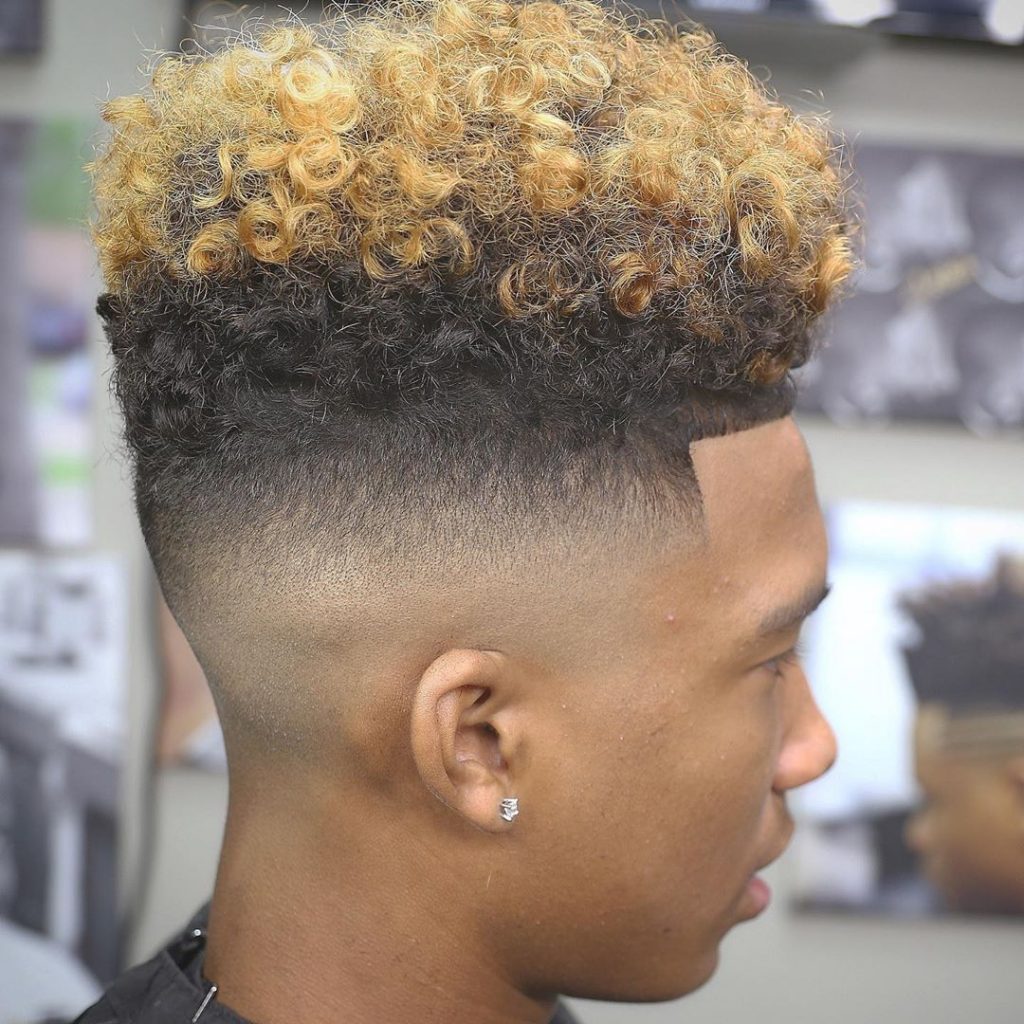 medium bald fade haircut for curly hair