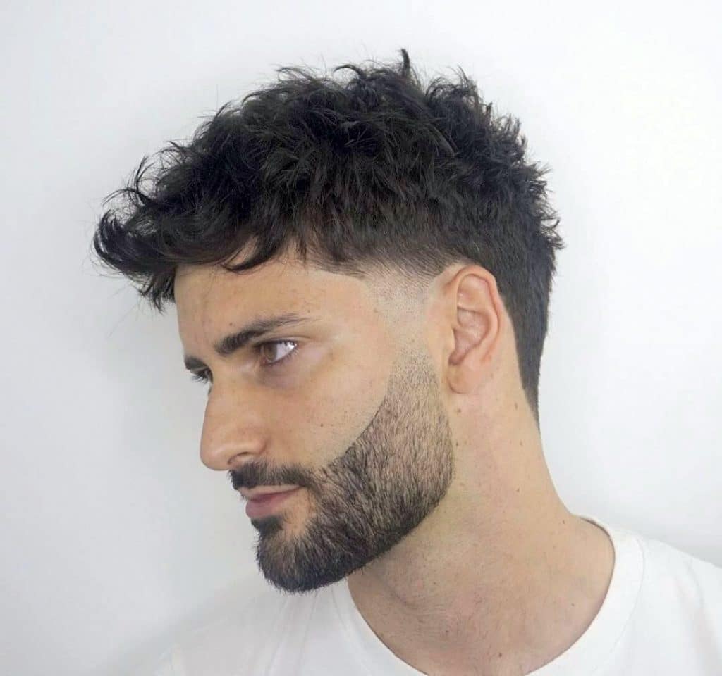 temple fade + corte de pelo corto rizado