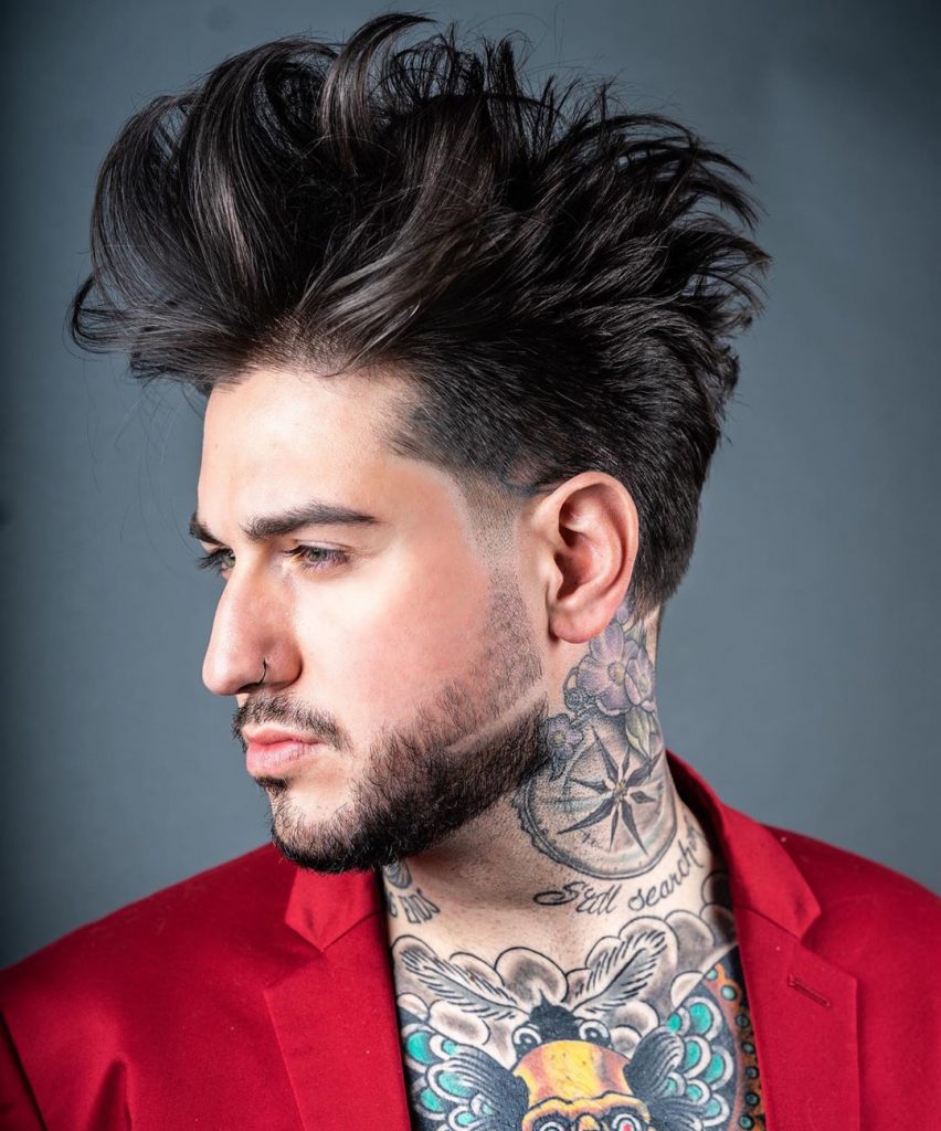 Messy spiky hair hairstyle for men in a medium length