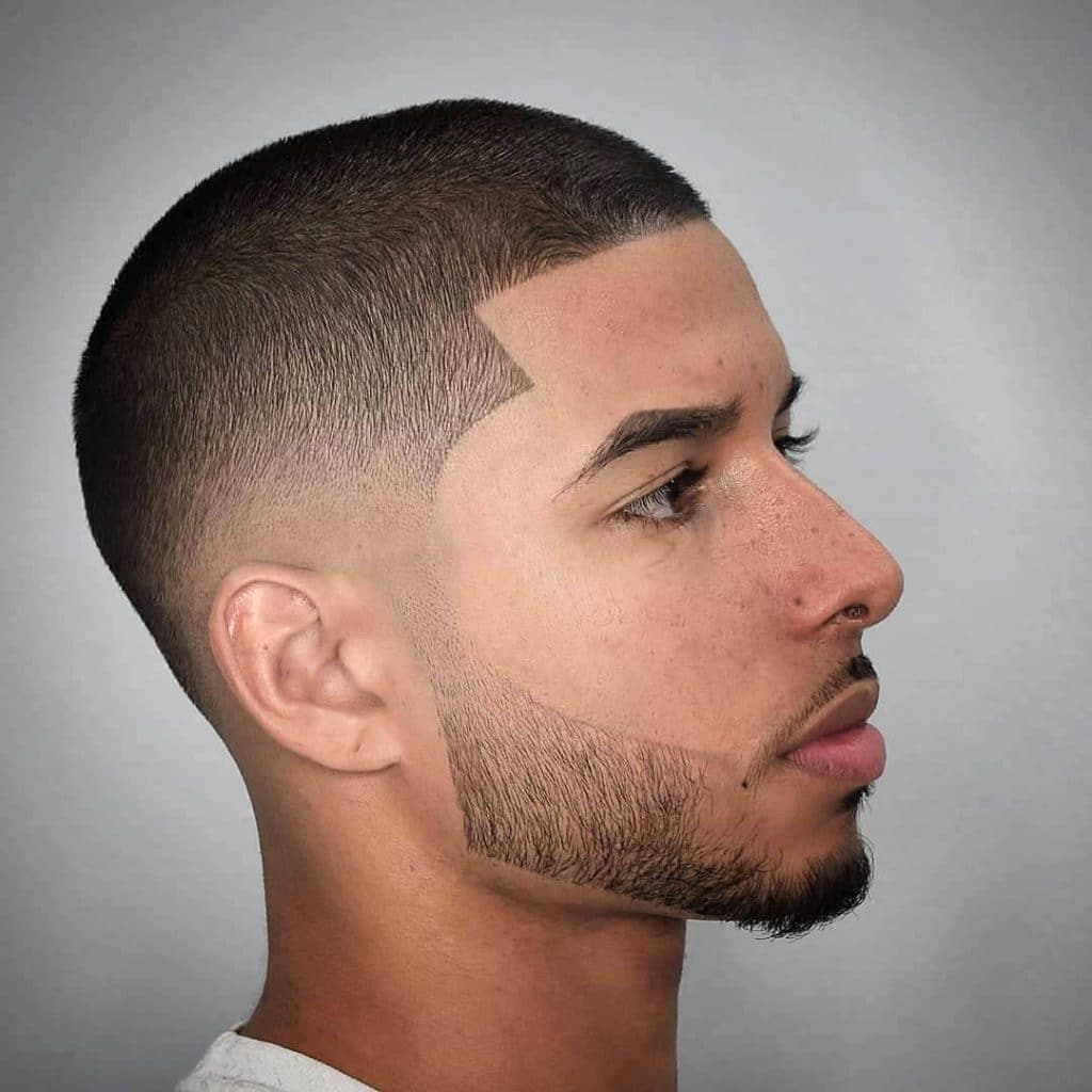 Buzz cut with beard fade