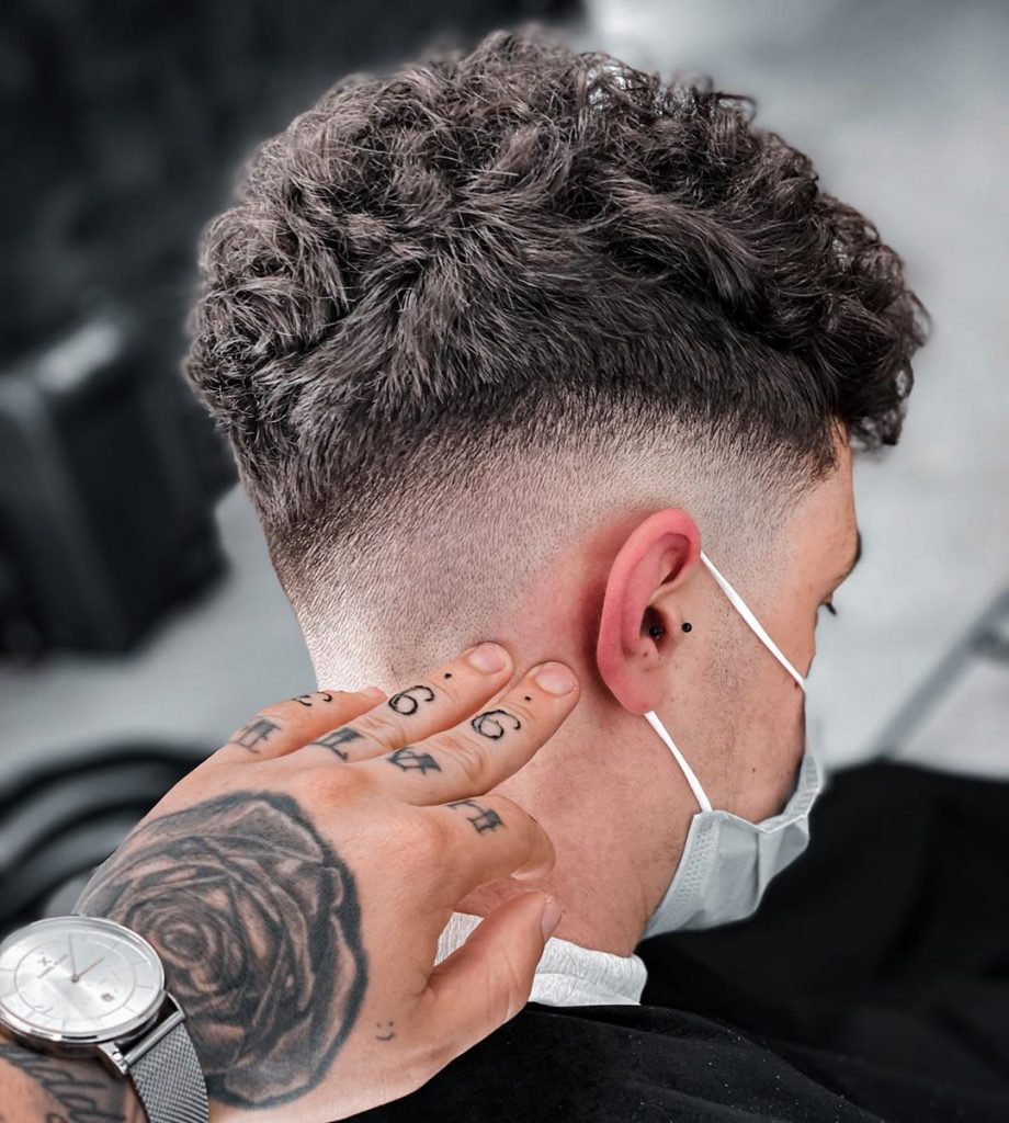 Curly drop fade haircut