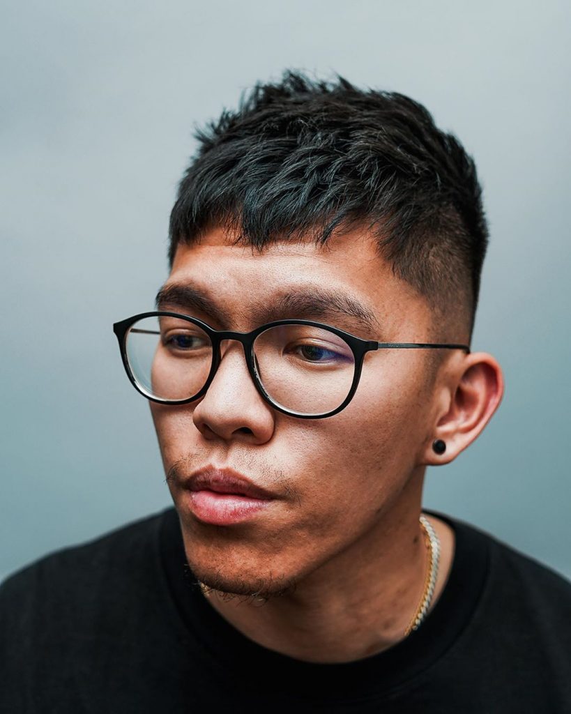 Close Up Side Profile Photo Amazing he Him His Guy Macho Specs Perfect  Appearance Hairstyle Arms Crossed Strict Chief Stock Image  Image of  broker glasses 150494323