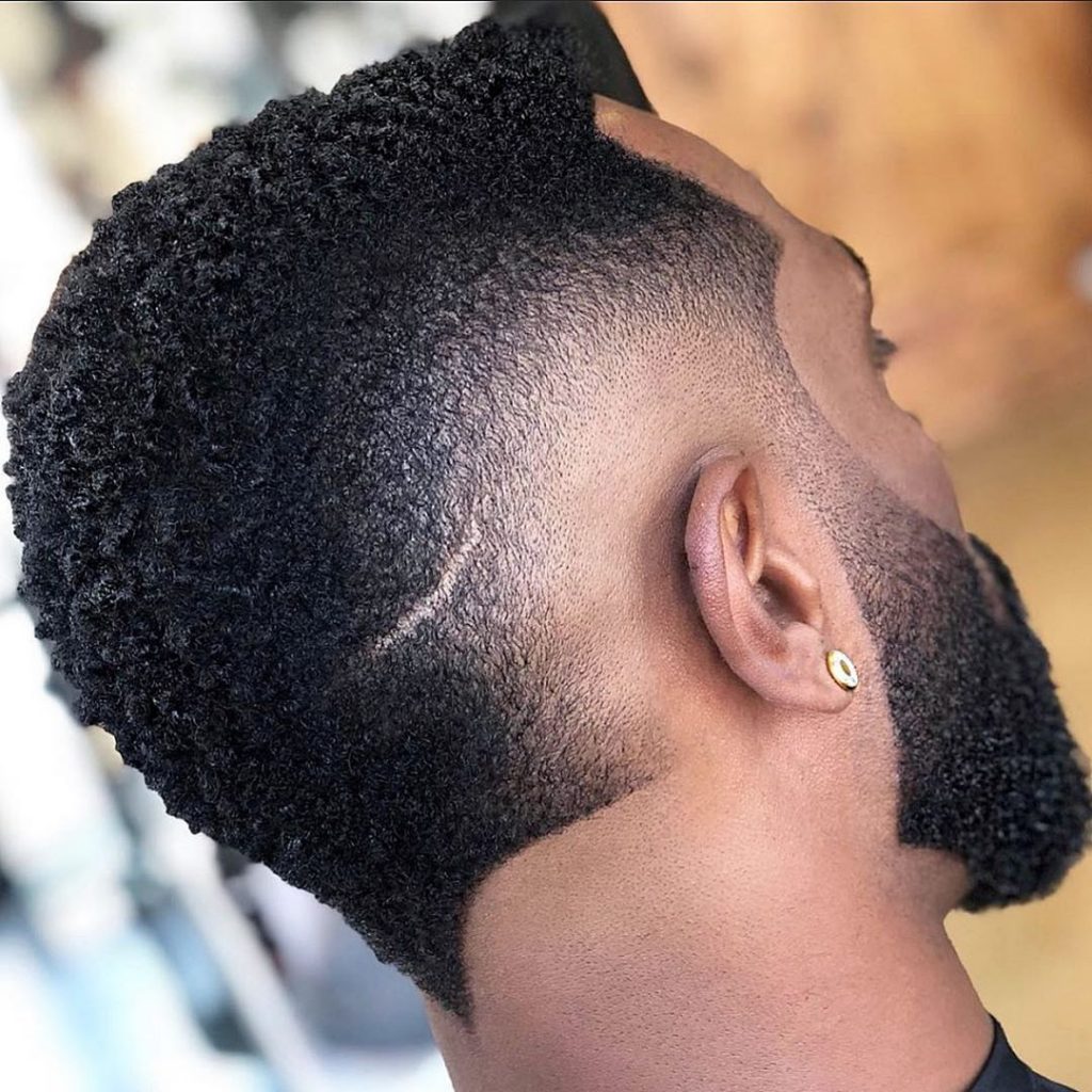 Burst fade mohawk for black hair