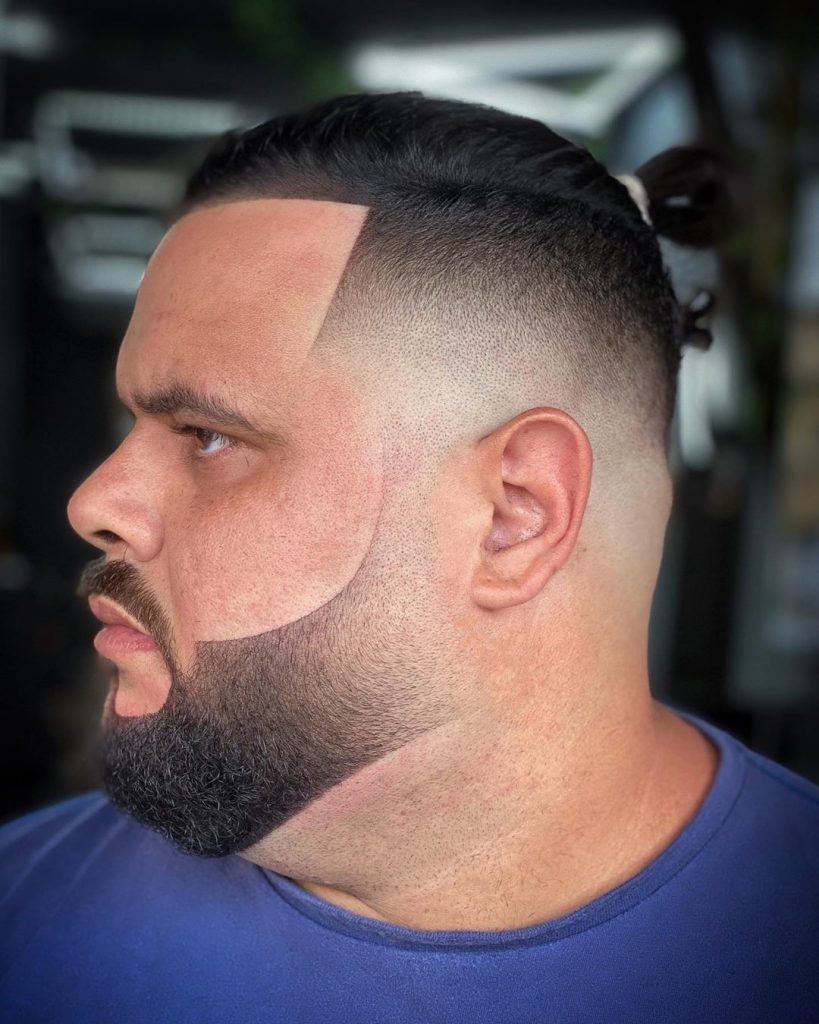 High fade haircut with beard