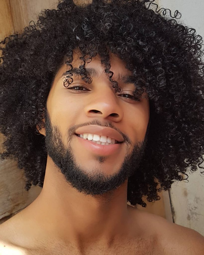 Long curly hair men black