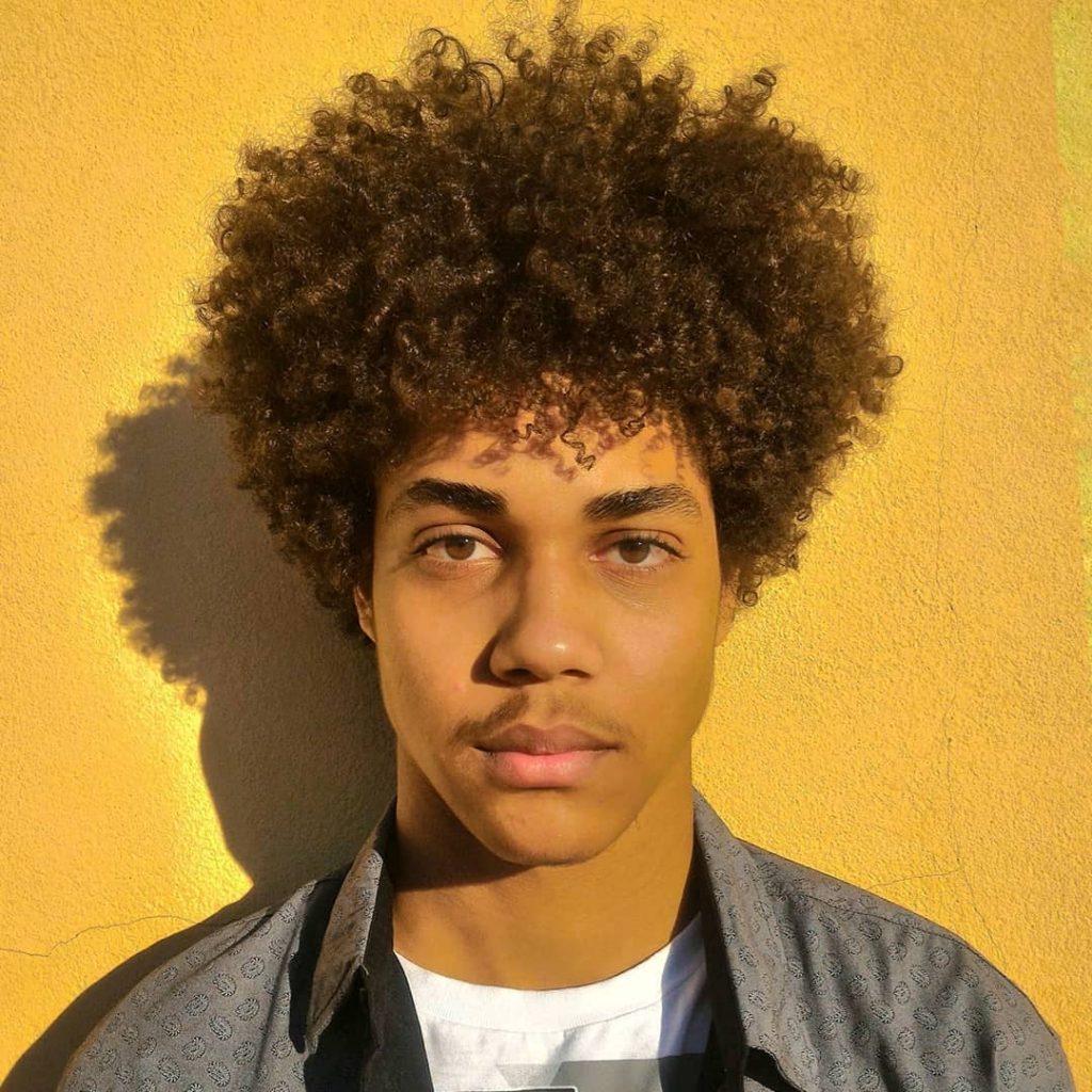 Curly afro haircut for men