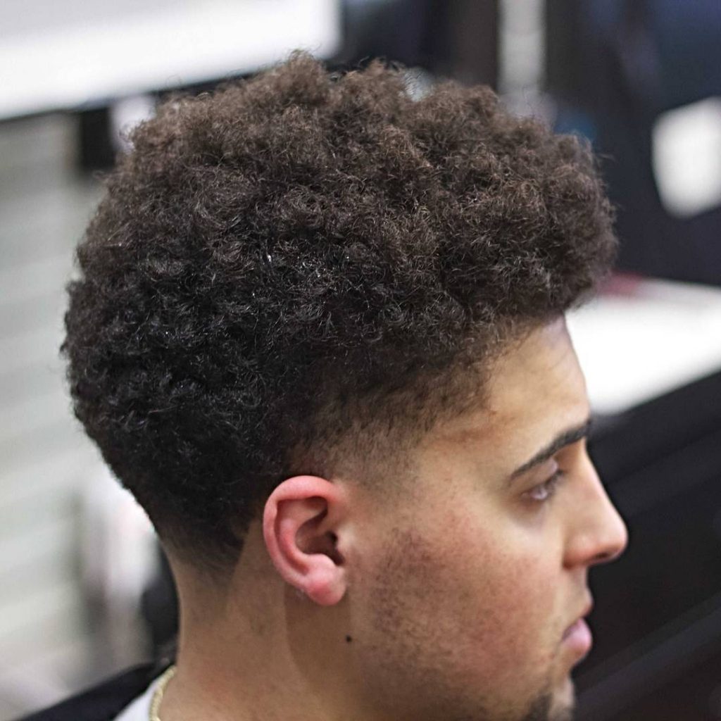 Curly Afro Temp Fade Haircut