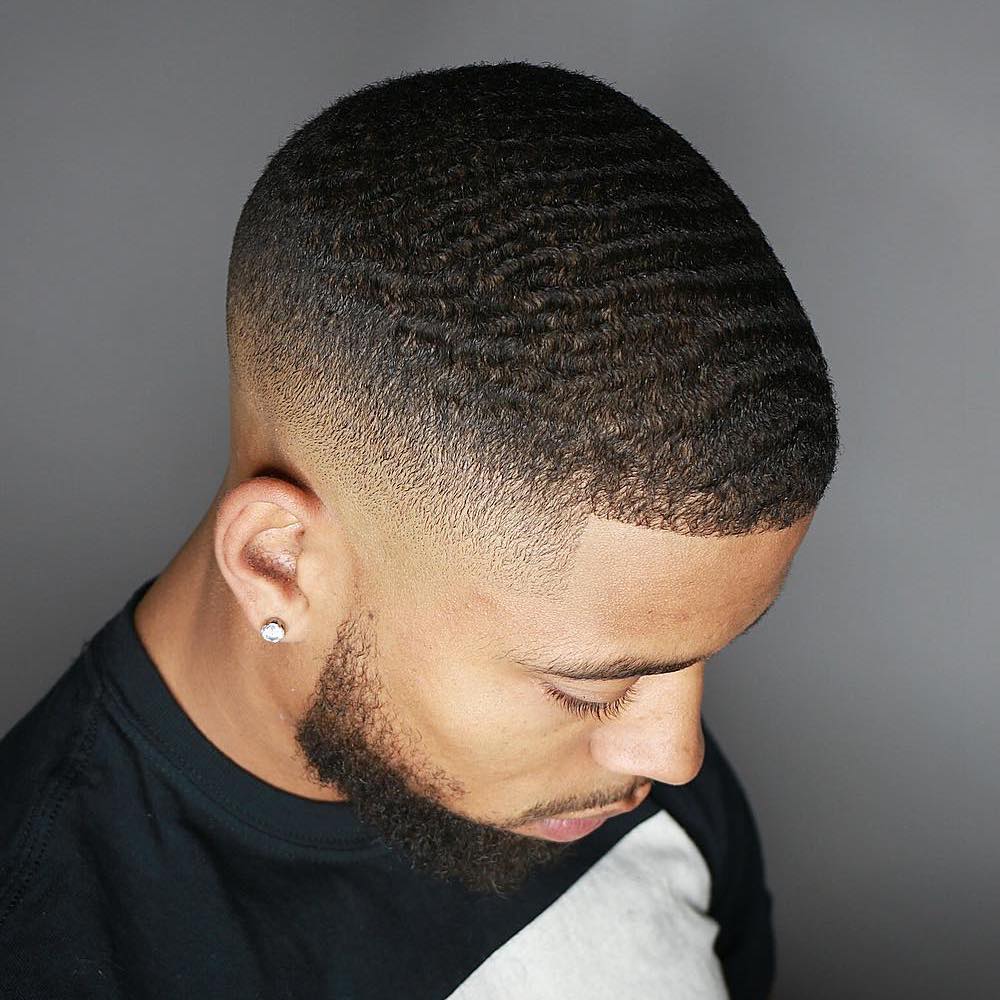 Mid fade waves haircut