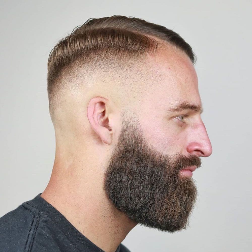 fade haircut white men with beard