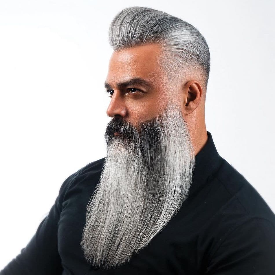 Longest beard styles - white and grey - straight