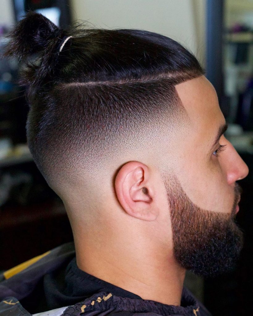 Undercut fade with man bun