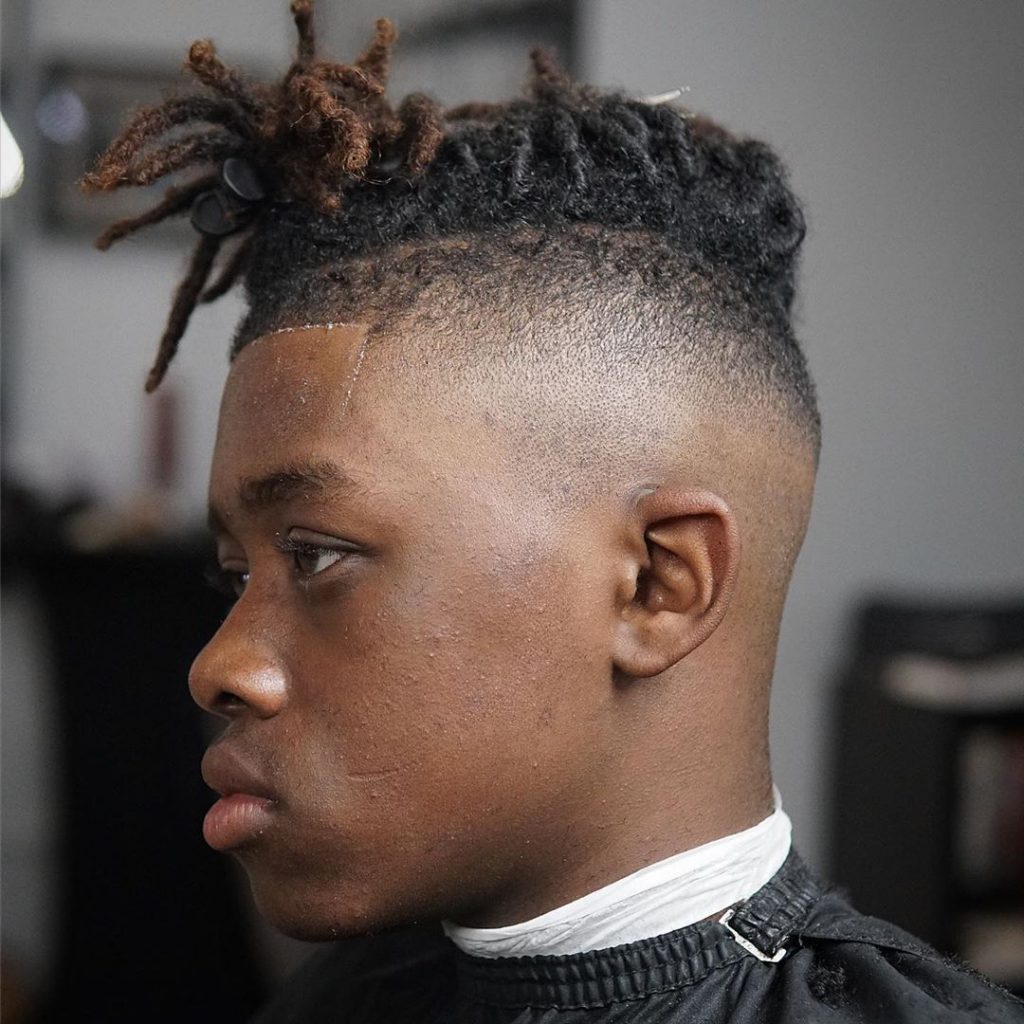 High undercut fade for Black men dreadlocks