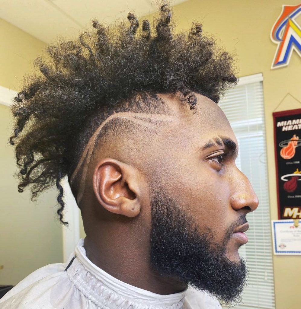 Curly mohawk hiarcut for Black men